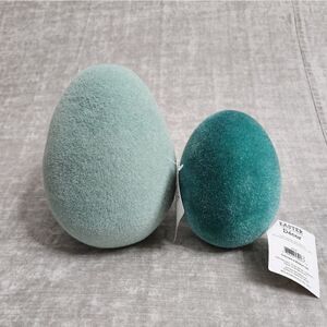 New Easter/ spring Flocked Easter Egg Décor Bundle of 2, Size 8" and 6"